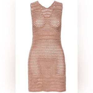 Vethchy Bronze Crochet Swim Cover-Up - Tan